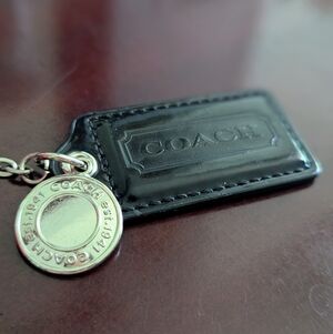 Coach Black & Silver Patent Leather Replacement Keyfob